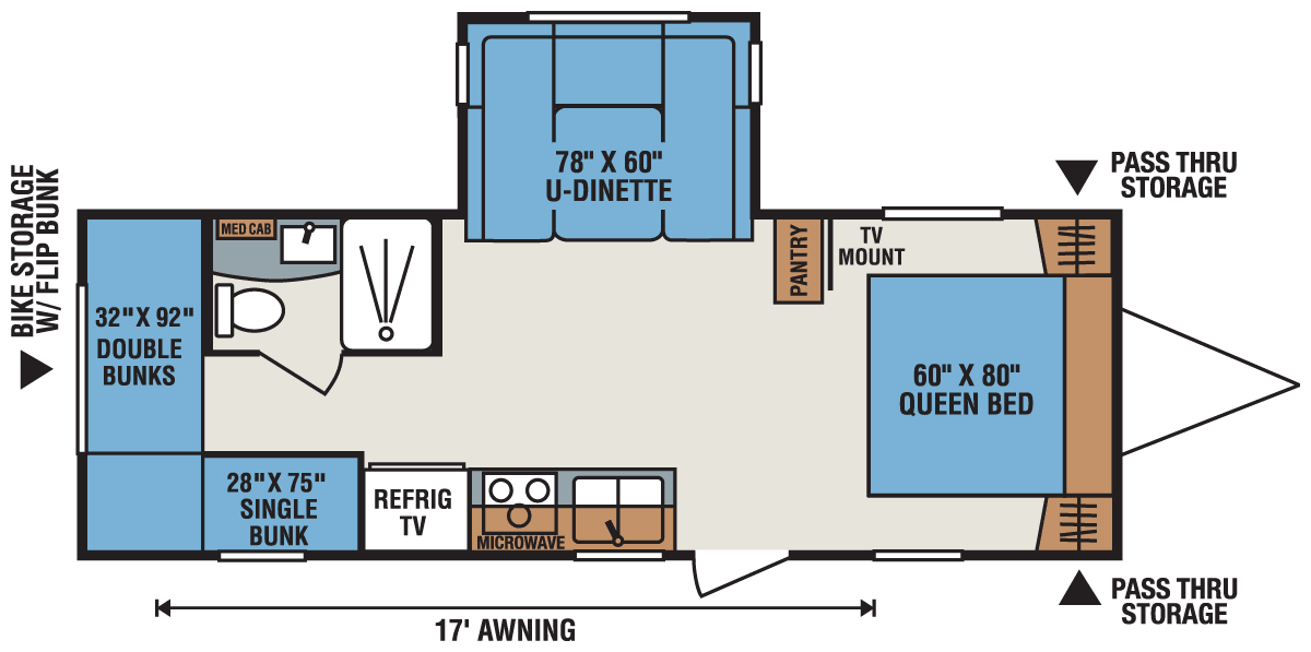 2016 KZ RV Spree 240BHS Travel Trailer Floorplan