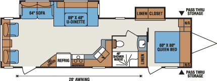 2016 KZ RV Spree 300RLS Travel Trailer Floorplan