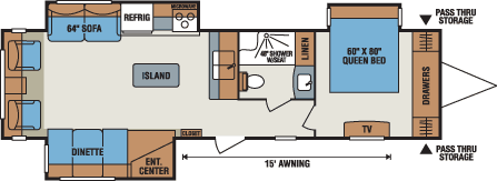 2016 KZ RV Spree 320BS Travel Trailer Floorplan