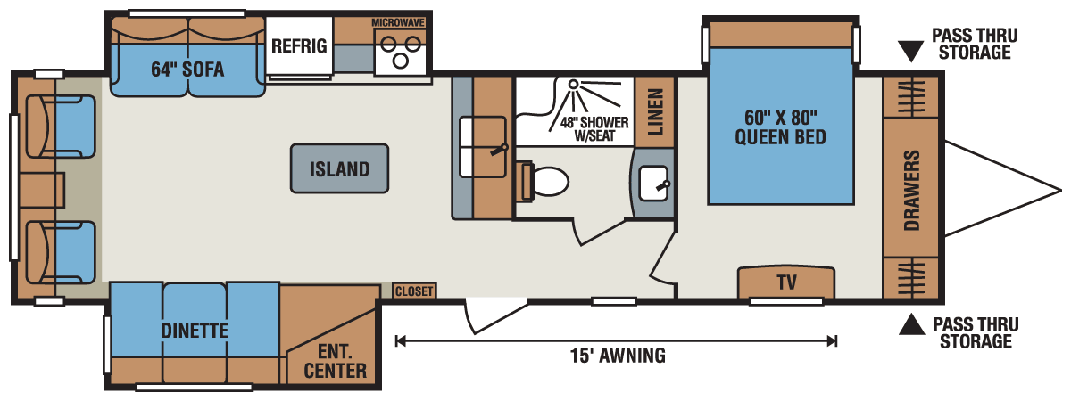 2016 KZ RV Spree 320BS Travel Trailer Floorplan