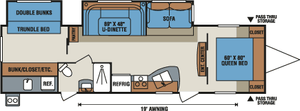 2016 KZ RV Spree 322BHS Travel Trailer Floorplan