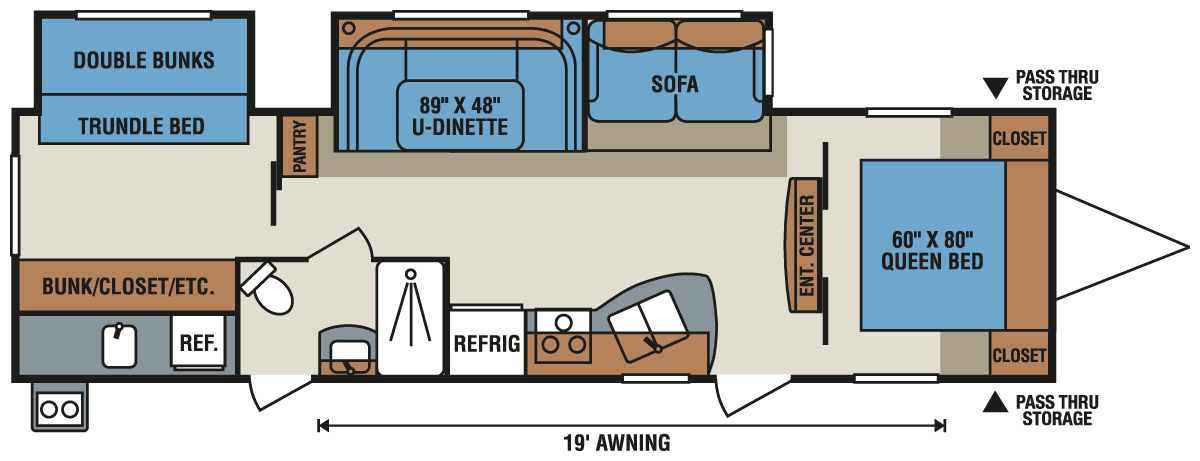 2016 KZ RV Spree 322BHS Travel Trailer Floorplan