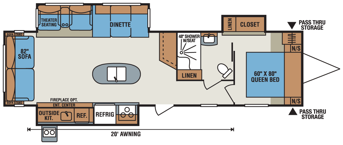 2016 KZ RV Spree 328IK Travel Trailer Floorplan