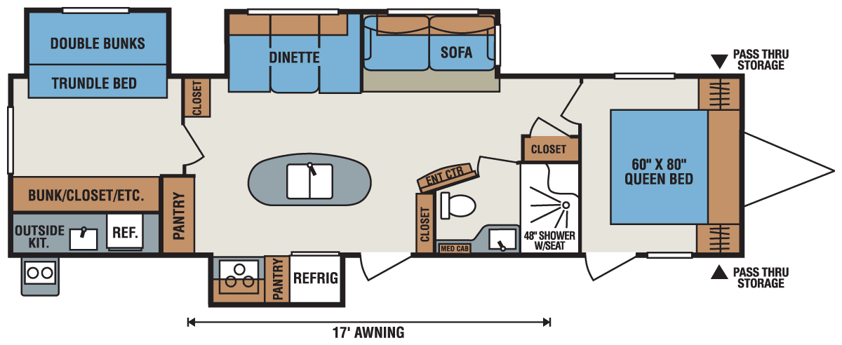 2016 KZ RV Spree 329IK Travel Trailer Floorplan