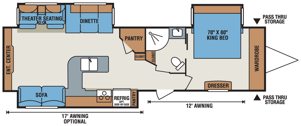 2016 KZ RV Spree 337RES Travel Trailer Floorplan