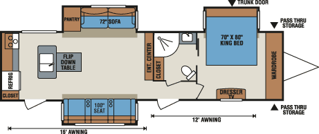 2016 KZ RV Spree 339RK Travel Trailer Floorplan