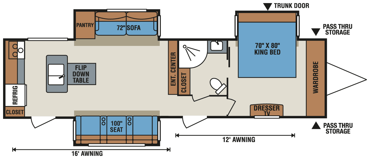 2016 KZ RV Spree 339RK Travel Trailer Floorplan