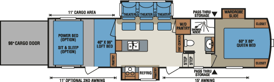 2016 KZ RV Venom V3311TQ Fifth Wheel Toy Hauler Floorplan