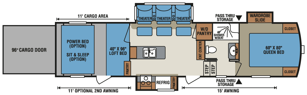 2016 KZ RV Venom V3311TQ Fifth Wheel Toy Hauler Floorplan