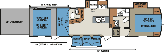 2016 KZ RV Venom V3411TK Fifth Wheel Toy Hauler Floorplan