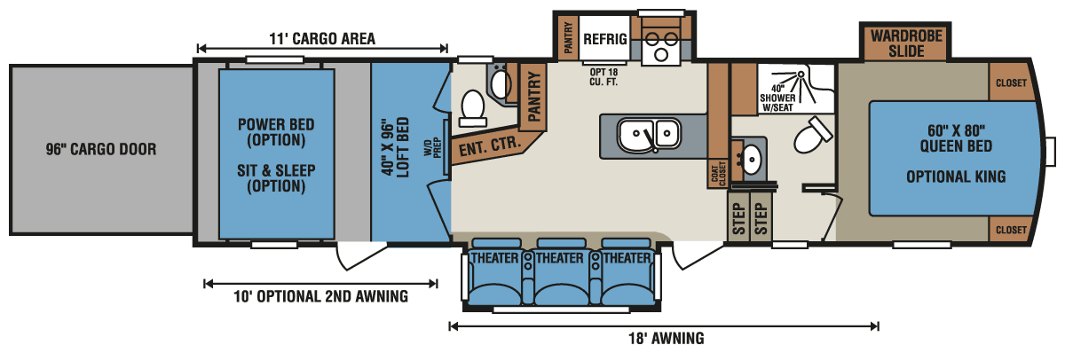 2016 KZ RV Venom V3411TK Fifth Wheel Toy Hauler Floorplan