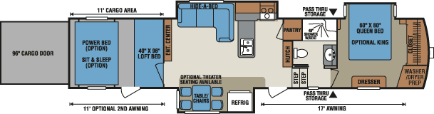 2016 KZ RV Venom V3911TK Fifth Wheel Toy Hauler Floorplan