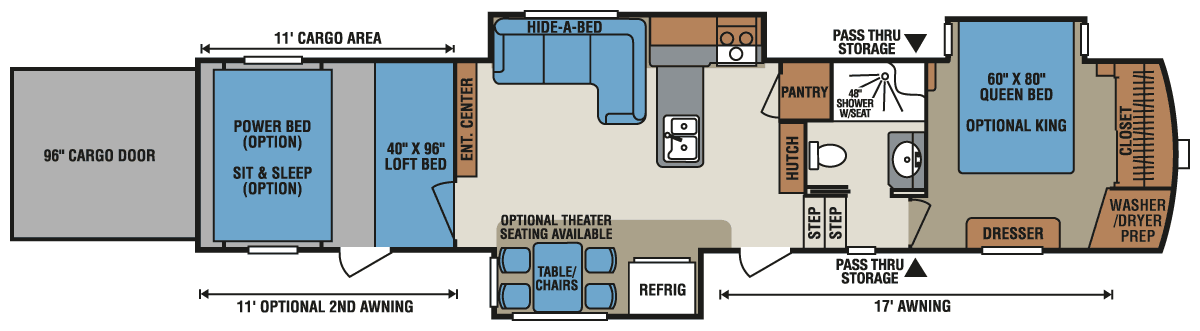 2016 KZ RV Venom V3911TK Fifth Wheel Toy Hauler Floorplan