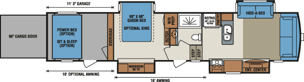 2016 KZ RV Venom V4011QK Fifth Wheel Toy Hauler Floorplan