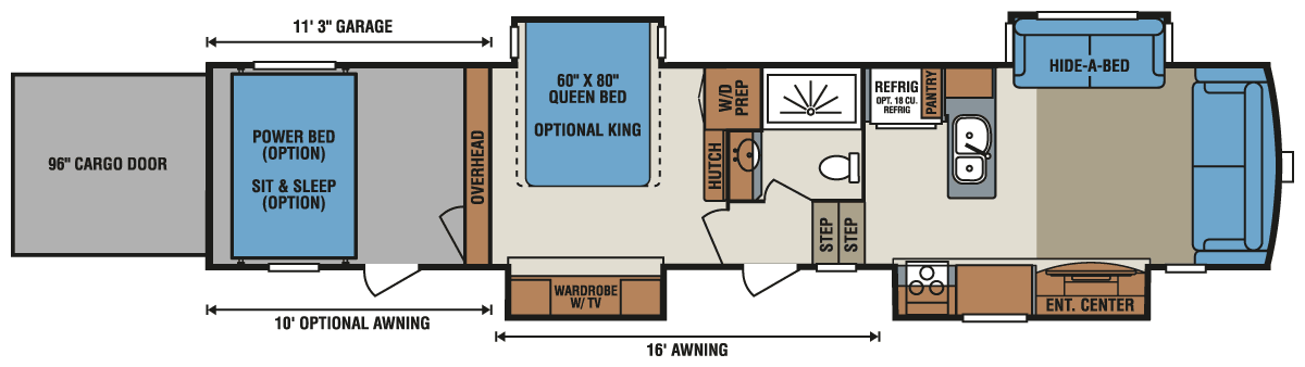 2016 KZ RV Venom V4011QK Fifth Wheel Toy Hauler Floorplan