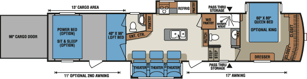 2016 KZ RV Venom V4013TK Fifth Wheel Toy Hauler Floorplan