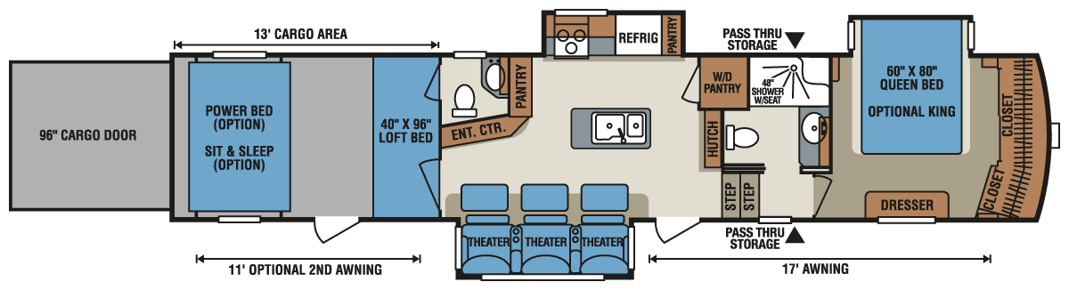 2016 KZ RV Venom V4013TK Fifth Wheel Toy Hauler Floorplan