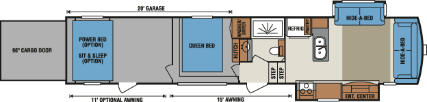 2016 KZ RV Venom V4020DQ Fifth Wheel Toy Hauler Floorplan