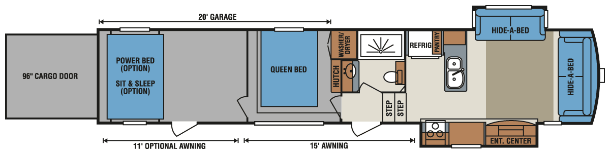 2016 KZ RV Venom V4020DQ Fifth Wheel Toy Hauler Floorplan