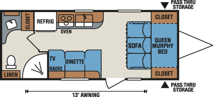 2016 KZ RV Vision V19RB Murphy Bed Option Travel Trailer Floorplan