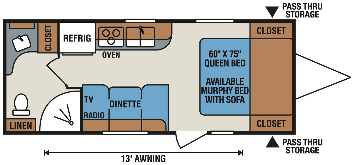 2016 KZ RV Vision V19RB Travel Trailer Floorplan