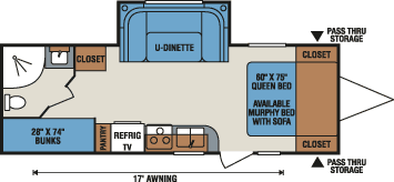 2016 KZ RV Vision V22BHS Travel Trailer Floorplan