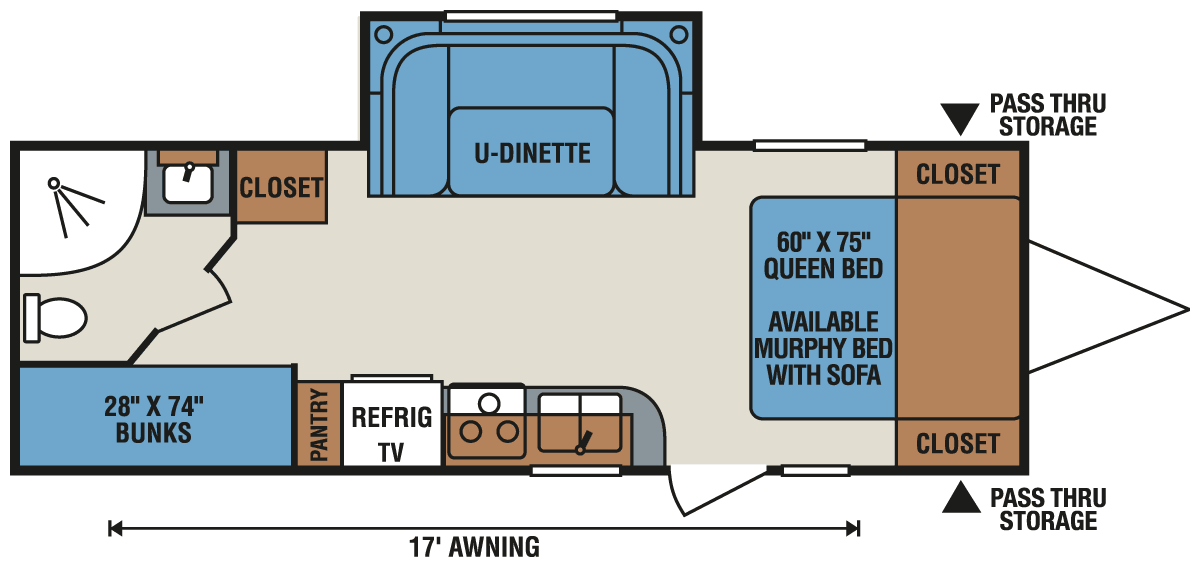 2016 KZ RV Vision V22BHS Travel Trailer Floorplan