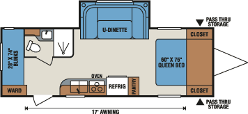 2016 KZ RV Vision V23BHS Travel Trailer Floorplan