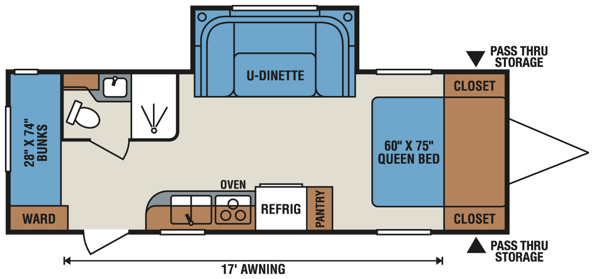 2016 KZ RV Vision V23BHS Travel Trailer Floorplan