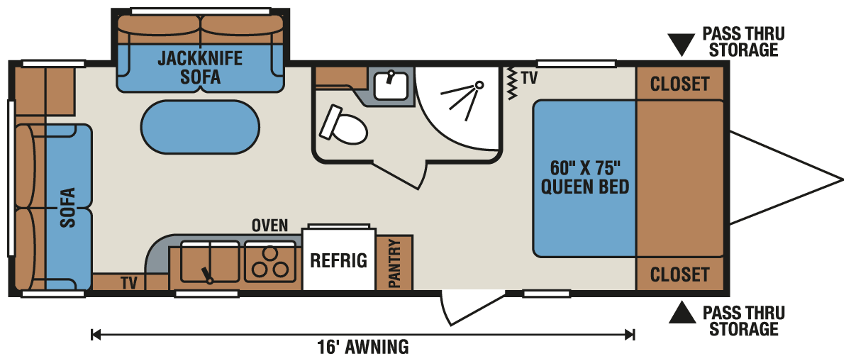 2016 KZ RV Vision V23RLS Travel Trailer Floorplan