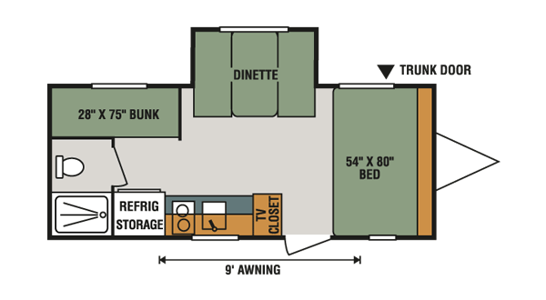 2017 KZ RV Sportsmen Classic 19BHS Travel Trailer Floorplan