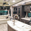 2018 KZ RV Durango 2500 D325RLT Fifth Wheel Entertainment Center in Travertine Decor