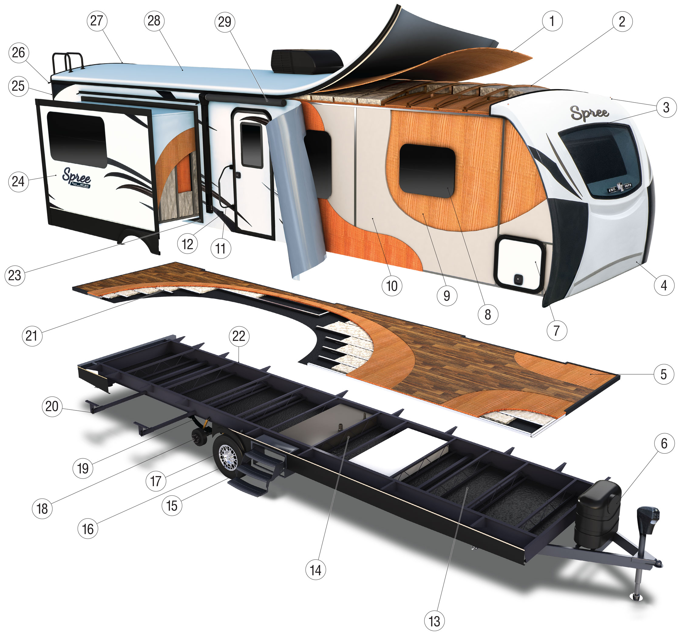 2018 KZ RV Spree Travel Trailer Cutaway