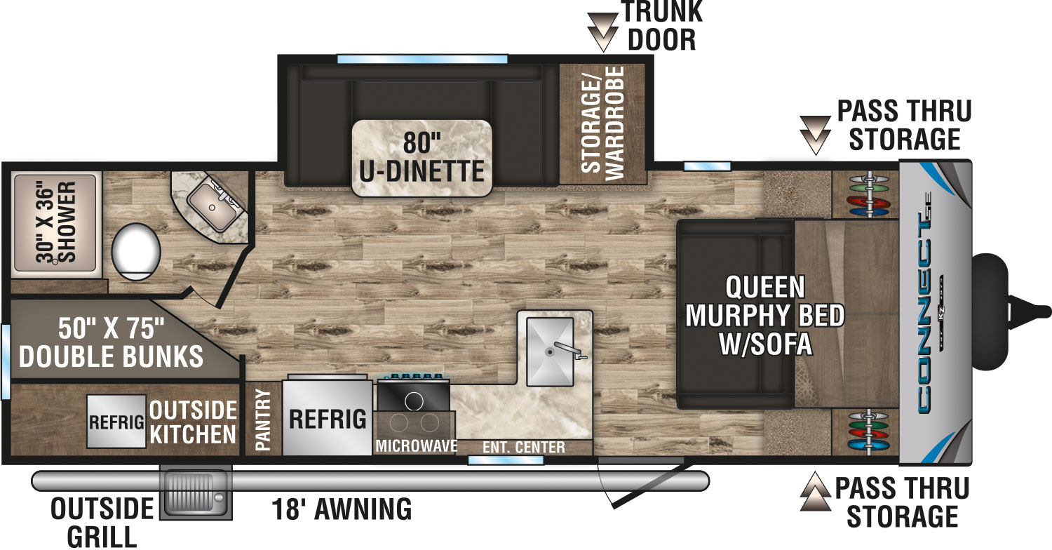 2019 KZ RV Connect SE C231BHKSE Travel Trailer Floorplan