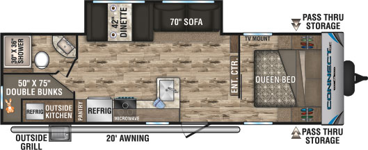 2019 KZ RV Connect SE C261BHKSE Travel Trailer Floorplan