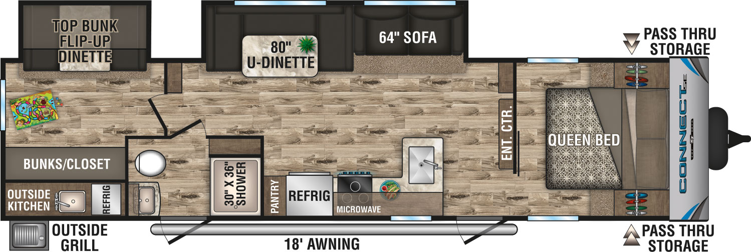 2019 KZ RV Connect SE C312BHKSE Travel Trailer Floorplan