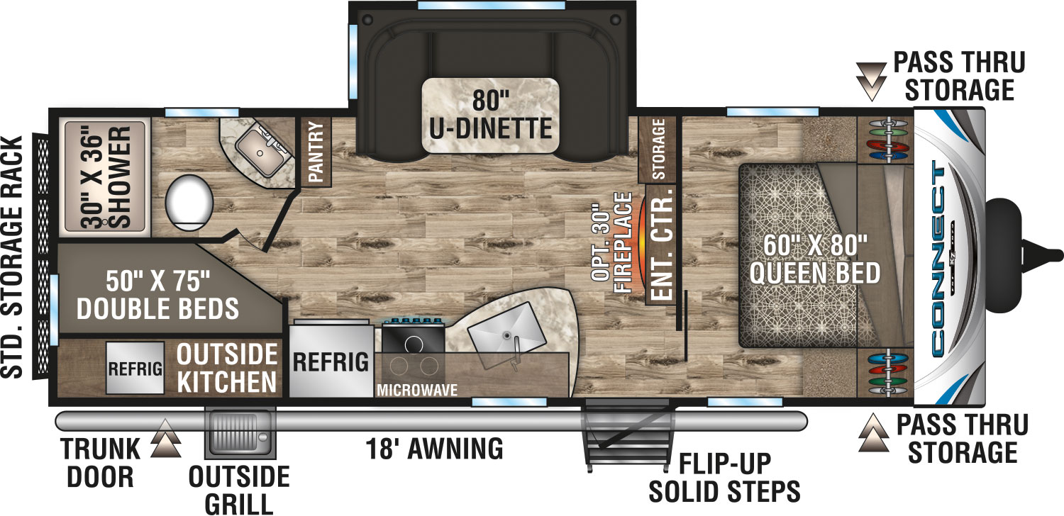 2019 KZ RV Connect C241BHK Travel Trailer Floorplan