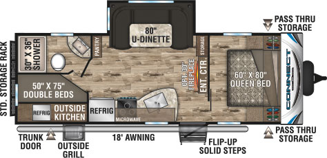 2019 KZ RV Connect C241BHK Travel Trailer Floorplan