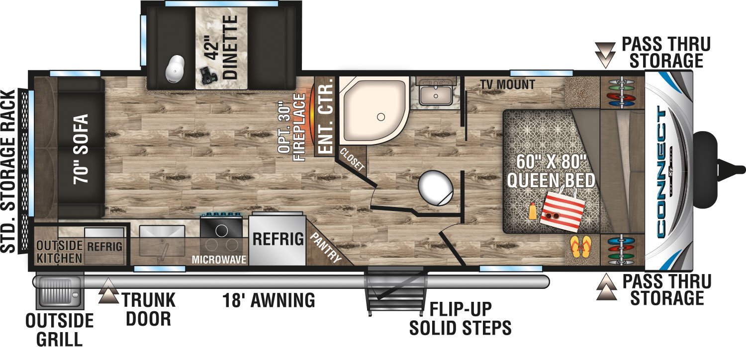 2019 KZ RV Connect C241RLK Travel Trailer Floorplan