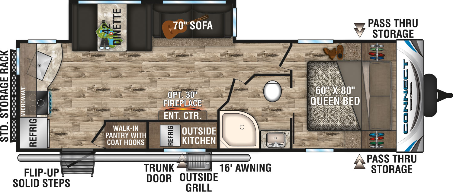 2019 KZ RV Connect C261RKK Travel Trailer Floorplan