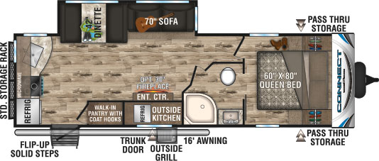 2019 KZ RV Connect C261RKK Travel Trailer Floorplan