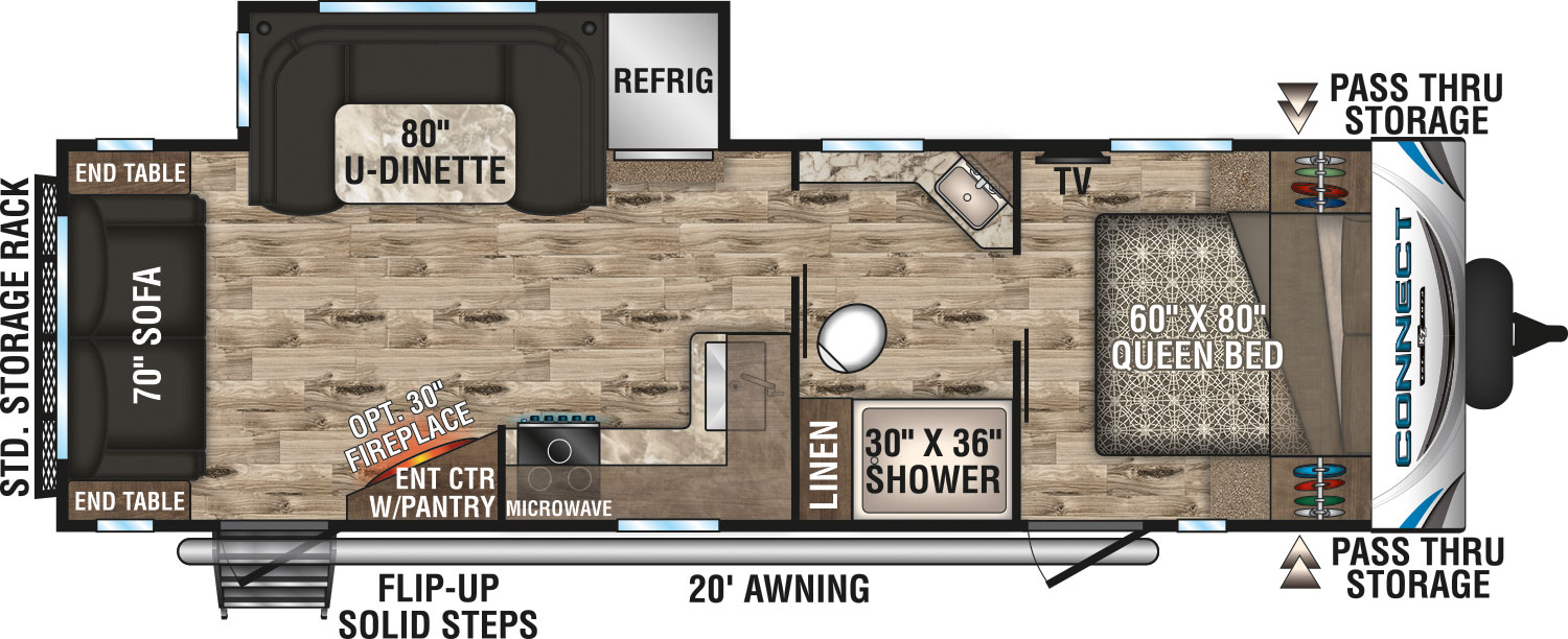 2019 KZ RV Connect C261RL Travel Trailer Floorplan