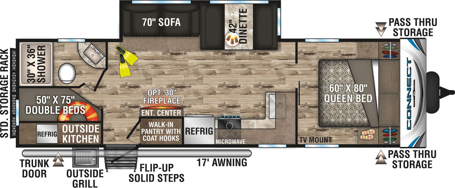 2019 KZ RV Connect C271BHK Travel Trailer Floorplan