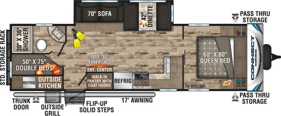 2019 KZ RV Connect C271BHK Travel Trailer Floorplan