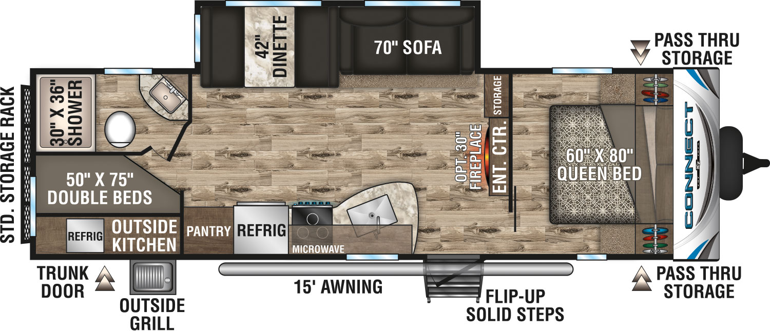 2019 KZ RV Connect C281BHK Travel Trailer Floorplan