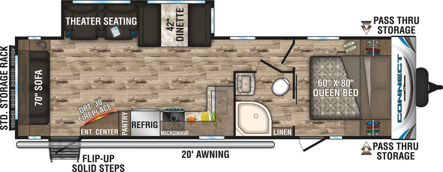 2019 KZ RV Connect C291RL Travel Trailer Floorplan