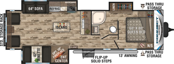 2019 KZ RV Connect C303RL Travel Trailer Floorplan