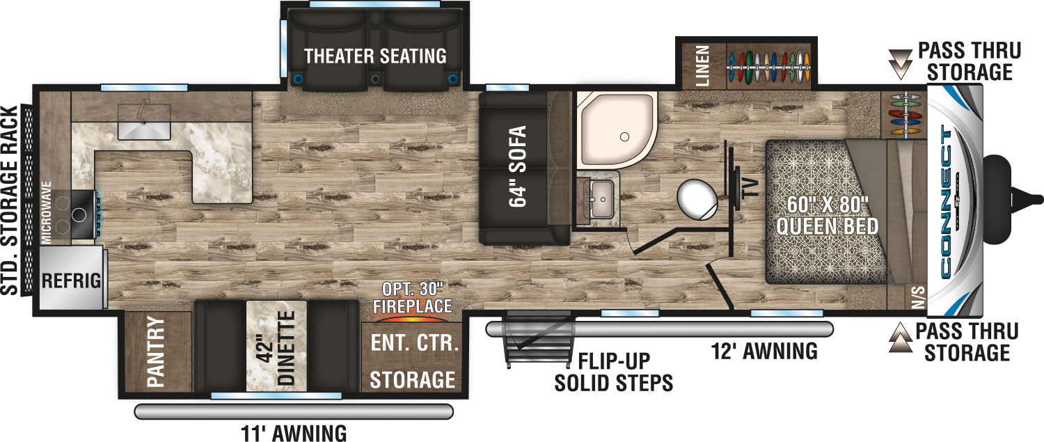 2019 KZ RV Connect C313RK Travel Trailer Floorplan