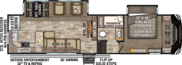 2019 KZ RV Durango D315RKD Fifth Wheel Floorplan