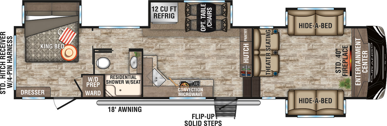 2019 KZ RV Durango D342FLQ Fifth Wheel Floorplan